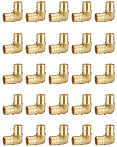 25-Pack 1/2" PEX-B 90 Degree Elbow, No Lead Brass, 1/2 Inch Crimp Fittings For Pex Pipe
