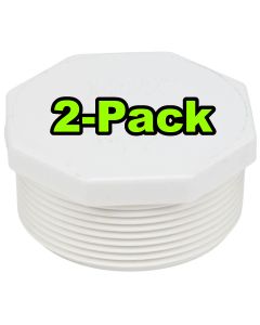 2-Pack 2 in. Schedule 40 PVC Male Threaded Plug/MPT End Cap Pipe Fitting NSF SCH40 ASTM D2466 2"