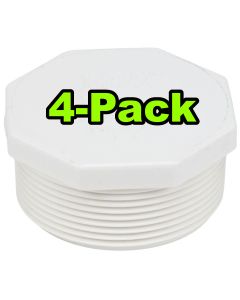 4-Pack 2 in. SCH 40 PVC Male Threaded Plug/MPT End Cap Pipe Fitting NSF ASTM D2466