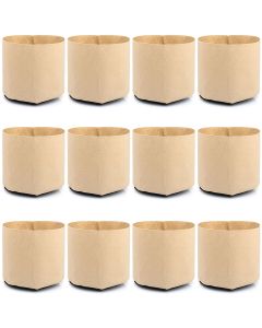 247Garden 2-Gallon Basic Aeration Tan Fabric Pot/Plant Grow Bag (200GSM BPA-Free Fabric, 7.5H x 8.5D) 12-Pack