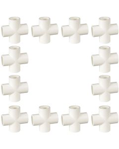 12-Pack 3/4" PVC Cross 4-Way Plumbing-Grade NSF Fittings ASTM D2466