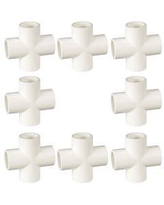 8-Pack 3/4" PVC Cross 4-Way Plumbing-Grade NSF Fittings ASTM D2466