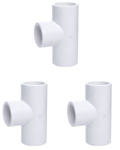 3-PK 1-1/4 in. Schedule 40 PVC Tee 3-Way Pipe Fitting NSF SCH40 ASTM D2466 1.25" T