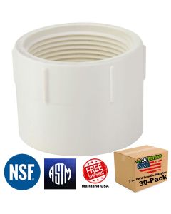 30-PK 3 in. Schedule-40 DWV PVC Female Adapter FIPT X Hub/Slip Fitting for Drain, Waste, and Vent ASTM D2665 NSF