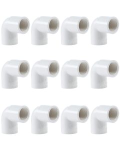 12-Pk 1/2 in. SCH-40 PVC 90-Degree Female Threaded Elbow FIPT x Slip/Socket Pipe Fitting NSF ASTM D2466
