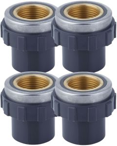 4-Pack 3/4 in. SCH-80 PVC Female Adapter w/Brass Threaded-Fitting ASTM D2467/D2464 FNPT 3/4" PVC-to-Brass Connector