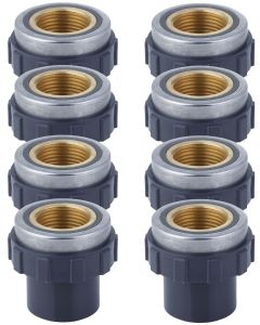 8-Pack 3/4 in. SCH-80 PVC Female Adapter w/Brass Threaded-Fitting ASTM D2467/D2464 FNPT 3/4" PVC-to-Brass Connector