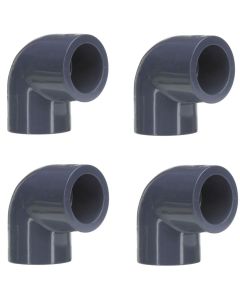 4-Pk 1/2 in. SCH-80 90-Degree PVC Elbow Fittings (Socket Ends) NSF ASTM D2467 High Pressure Pipe Fittings
