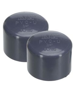 2-Pk 1/2 in. SCH-80 PVC End Caps Slip/Socket NSF ASTM D2467