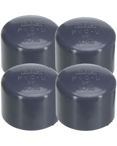 4-Pack 1 in. Schedule-80 PVC End Caps Slip/Socket Pipe Fittings NSF ASTM D2467 SCH80