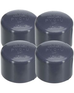 4-Pk 1/2 in. SCH-80 PVC End Caps Slip/Socket NSF ASTM D2467