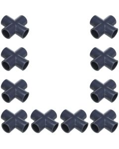 10-Pk 1/2 in. Sch-80 PVC Cross 4-Way Pipe Fittings NSF ASTM D2467 Slip/Socket