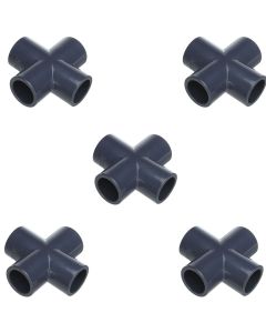 5-Pk 3/4" Sch-80 PVC Cross 4-Way Pipe Fittings NSF ASTM D2467 Slip/Socket FS USA
