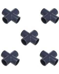 5-Pk 1/2 in. Sch-80 PVC Cross 4-Way Pipe Fittings NSF ASTM D2467 Slip/Socket
