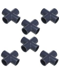 6-Pk 1/2 in. Sch-80 PVC Cross 4-Way Pipe Fittings NSF ASTM D2467 Slip/Socket