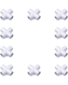10-Pack 1/2" PVC Cross 4-Way ASTM SCH40 Furniture-Grade Fittings/Connectors