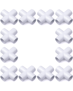 247Garden 3/4 in. 4-Way PVC Cross ASTM SCH40 Furniture-Grade Fitting 12-Pack Free Ship