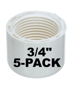5-Pack 3/4 in. Schedule 40 PVC Female-Threaded NPT Caps PVC Pipe Fittings NSF ASTM D2466