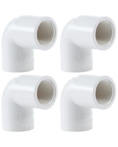 4-Pk 3/4 in. SCH-40 PVC 90-Degree Female Threaded Elbow FIPT x Slip/Socket Pipe Fitting NSF ASTM D2466