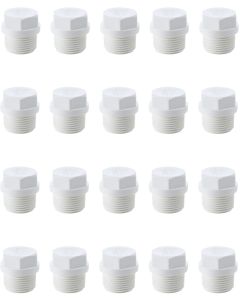 20-Pack 3/4" SCH-40 PVC Male Threaded Plug Pipe Fittings, Plumbing Grade NSF-PW UPC ASTM ANSI D2466