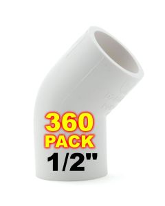 360pcs 1/2 in. Schedule 40 PVC 45-Degree Elbow NSF/ASTM Pipe Fitting SCH40 ASTM D2466