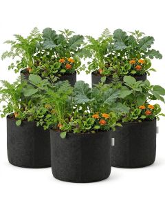 5-Pack 247Garden 3-Gallon Basic Black Fabric Pot 200GSM No Handles 9H x 10D BPA-Free