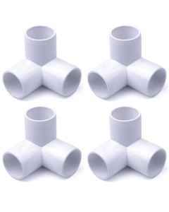 4-Pack 1 in. PVC 3-Way Elbow Fittings ASTM SCH40 Furniture-Grade Connectors