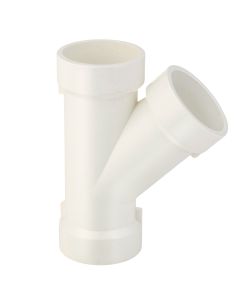 2 in. PVC Schedule-40 DWV WYE Hub Skew Y-Tee Drain Waste Vent Pipe Fitting ASTM D2665 NSF