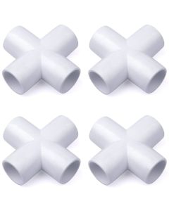4-Pack 3/4" 4-Way PVC Cross ASTM SCH40 Furniture-Grade Fittings