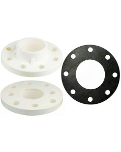 4 in. SCH-40/80 PVC TS Flange Set (2PC) + EPDM Gasket (1PC) Combo ASTM D2466/D2467 Socket-Type High Pressure Pipe Connector Fittings