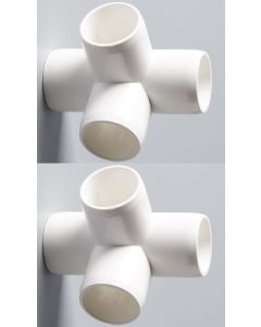 2-Pk 1 in. 4-Way SCH-40 PVC Fittings ASTM D2466 Plumbing-Grade Pipe Connectors