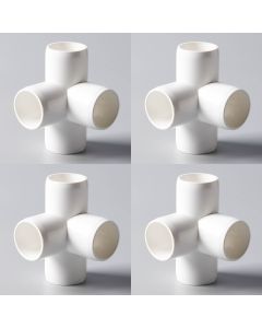 4-Pk 1/2 in. 4-Way SCH-40 PVC Fittings ASTM D2466 Plumbing-Grade Connectors