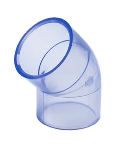 1 in. Clear PVC SCH-40 45-Degree Elbow Fitting Transparent Color ANSI, ASTM D2466 Special for Aquarium/Reef Tank Setup