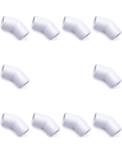 247Garden 3/4" PVC 45-Degree Elbow Fitting - SCH40 ASTM Furniture-Grade 10-Pack