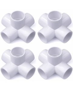 4-Pack 1/2 in. PVC 5-Way Elbow Fittings ASTM SCH40 Furniture-Grade Connectors