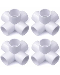 4-Pack 247Garden 1 in. PVC 5-Way Elbow Connectors ASTM SCH40 Furniture-Grade Construction Fittings