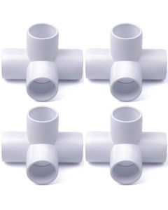 4-Pack 1 in. PVC 4-Way Elbow Fittings ASTM SCH40 Furniture-Grade Connectors