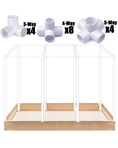 247Garden 4x12 PVC Frame Grow Bed + Moisture-Protection Layer w/ 1" SCH40 PVC Trellis Fittings