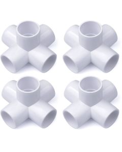 4-Pk 3/4 in. 5-Way PVC Elbows ASTM SCH40 Furniture-Grade Construction Fittings