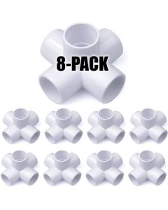 8-Pk 3/4 in. 5-Way PVC Elbows ASTM SCH40 Furniture-Grade Construction Fittings