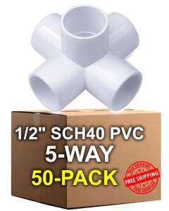50-Pack 247Garden 1/2 in. PVC 5-Way Elbow Fitting - ASTM SCH40 Furniture-Grade