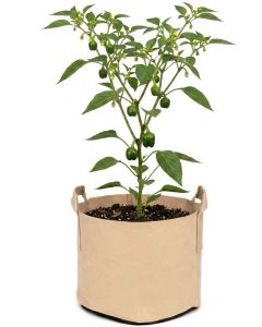 247Garden 5-Gallon Aeration Fabric Pot/Plant Grow Bag w/Handles (Tan w/Black Base 10H x 12D)