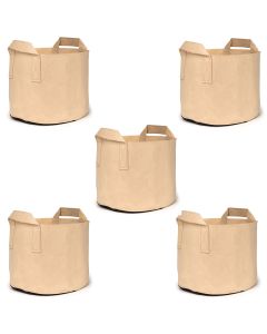 5-Pack 5-Gallon 247Garden Tan Aeration Grow Bags 260GSM w/Handles