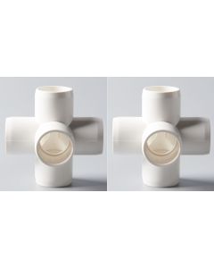 2-Pk 1 in. 5-Way SCH-40 PVC Fittings ASTM D2466 Plumbing-Grade Pipe Connectors