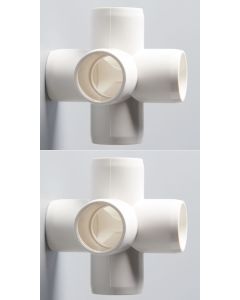 2-Pk 3/4 in. 5-Way SCH-40 PVC Fittings ASTM D2466 Plumbing-Grade Pipe Connectors