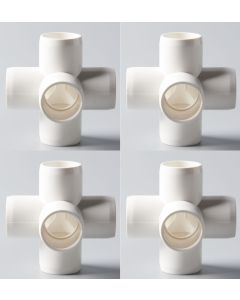 4-Pk 3/4 in. 5-Way SCH-40 PVC Fittings ASTM D2466 Plumbing-Grade Pipe Connectors