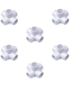 6-Pack 247Garden 1 in. PVC 5-Way Elbow Connectors ASTM SCH40 Furniture-Grade Construction Fittings