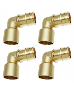 4-PK 1 in. PEX-A Expansion x Female Copper Sweat Elbows ASTM F1960 NSF Lead Free Brass PEX Cold Expansion Fittings
