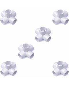 6-Pack 1/2 in. PVC 5-Way Elbow Fittings ASTM SCH40 Furniture-Grade Connectors