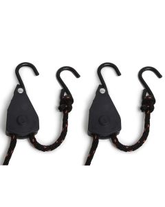 247Garden 3/8" Grow Light Fixture/Reflector Ratchet Hangers and Tie-Down Rope w/ Nylon Plastic Gear & S-Hook (Pair/500LB Max Weight)